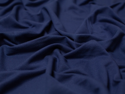 Deadstock Modal Loop Back French Terry Stretch Knit Fabric Denim Blue
