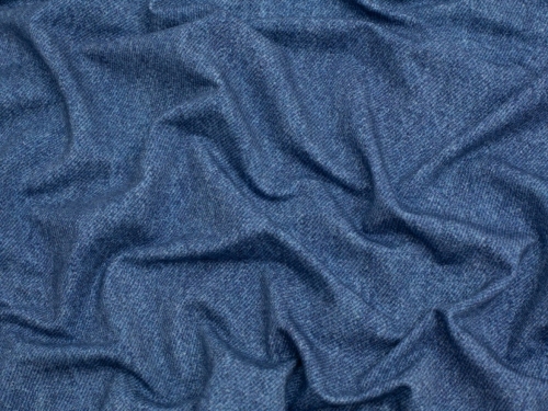 Denim Look Loop Back French Terry Stretch Knit Fabric Cobalt Blue