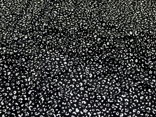 Deadstock Soft Polyester Crepe Fabric Black & White