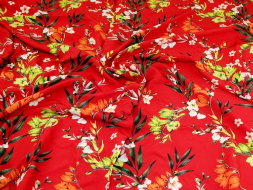 John Kaldor Fernando Viscose Challis Fabric Red