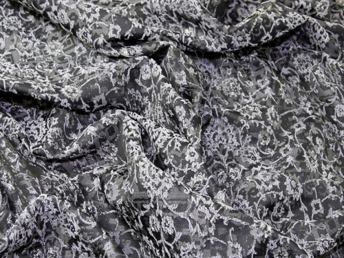 Deadstock Woven Brocade Fabric Silver