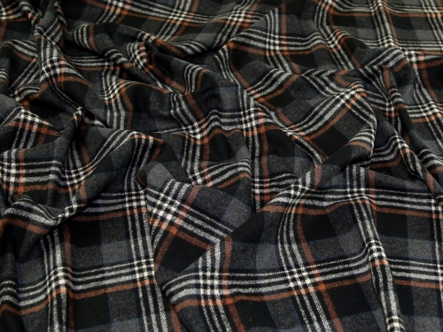 John Louden Wool Blend Coating Fabric Black Grey Tan