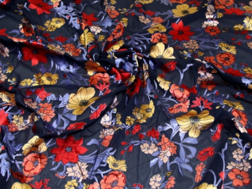 John Kaldor Arian Burn Out Sheer Chiffon Fabric Deep Blue