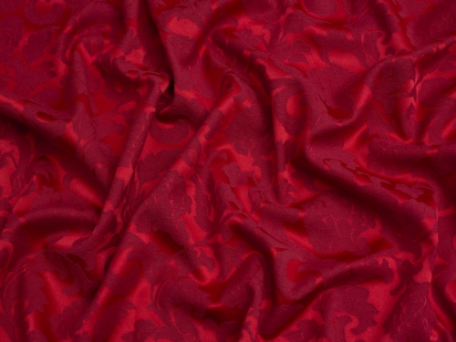 Deadstock Baroque Stretch Woven Jacquard Fabric Red