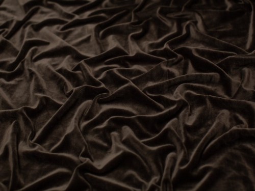 Minerva Core Range Polyester Velour Stretch Knit Fabric Dark Brown