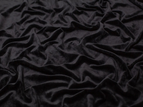 Minerva Core Range Polyester Velour Stretch Knit Fabric Black