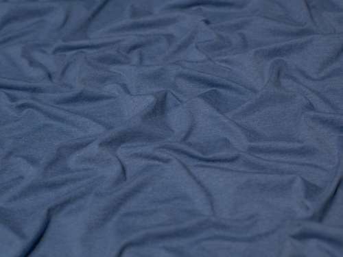 Minerva Core Range Heavy Cotton Jersey Stretch Knit Fabric Melange Indigo Blue