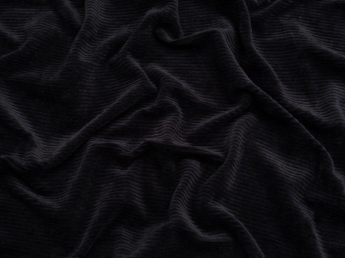 Minerva Core Range 4 Wale Velour Rib Stretch Knit Cord Fabric Navy Blue