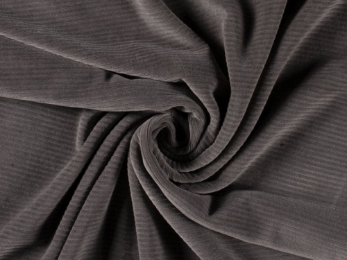 Minerva Core Range 8 Wale Velour Rib Stretch Knit Cord Fabric Light Grey
