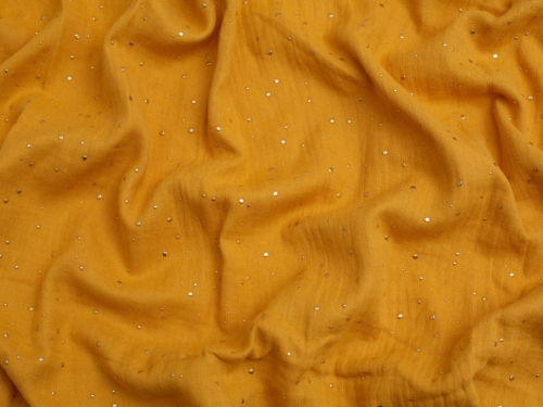 Minerva Core Range Foil Cotton Double Gauze Fabric Ochre