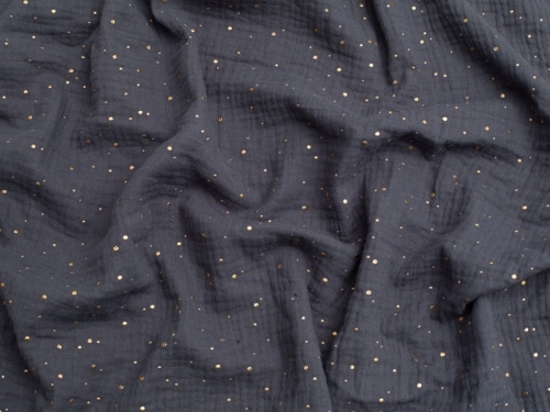 Minerva Core Range Foil Cotton Double Gauze Fabric Dark Grey