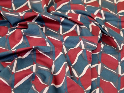Deadstock Woven Stretch Cotton Sateen Fabric Wine & Teal