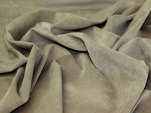 Deadstock Stretch Woven Polyester Needlecord Fabric Pale Khaki