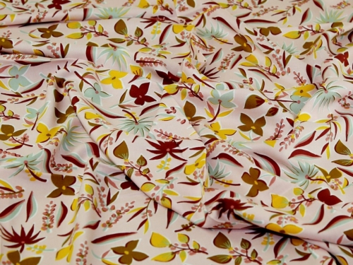 John Louden Viscose Challis Fabric Rose