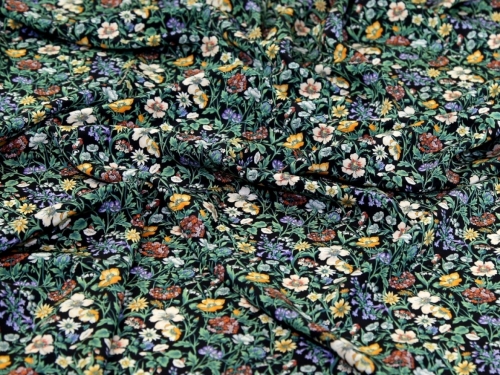 Liberty London Rachel Meadow Kensington Silk Crepe de Chine Fabric Midnight