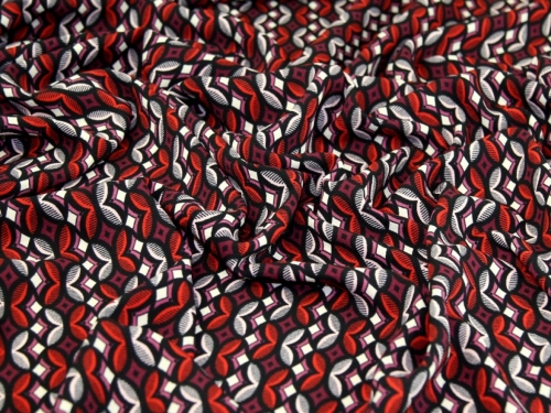 Deadstock Soft Polyester Crepe Fabric Red & Plum