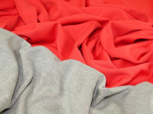 Deadstock Reversible Scuba Stretch Knit Fabric Coral & Grey