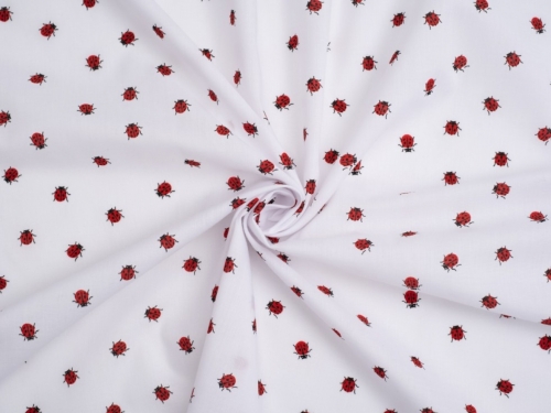 Printed Polycotton Fabric Red on White