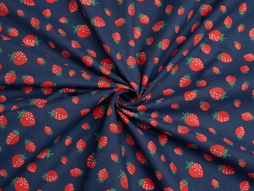 Printed Polycotton Fabric Navy