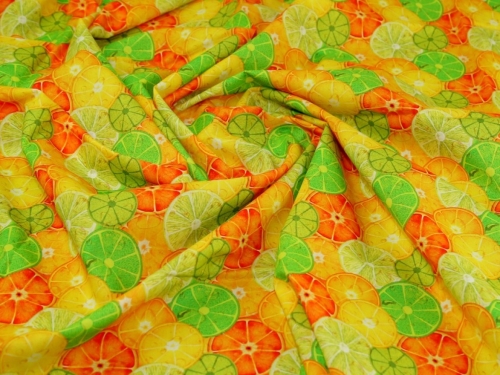 John Louden 100% Cotton Fabric Green & Orange
