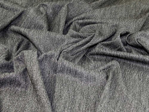 Deadstock Fleece Back Textured Stretch Knit Fabric Lurex Grey
