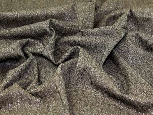 Deadstock Fleece Back Textured Stretch Knit Fabric Lurex Taupe