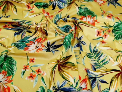 Deadstock Woven Stretch Cotton Sateen Fabric Gold Multi