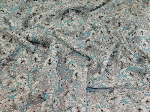 Deadstock Textured Voile Fabric Duck Egg