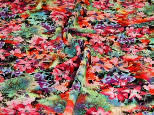 Deadstock Pleated Plisse Stretch Knit Fabric Multicoloured