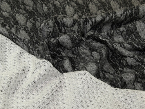 Deadstock Reversible Sweater Knit Stretch Fabric Grey & Cream