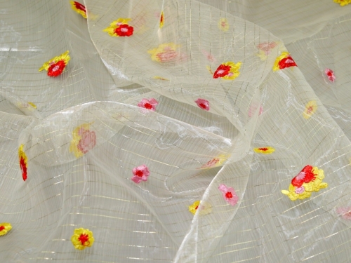 Deadstock Embroidered Lurex Organza Fabric Multicoloured