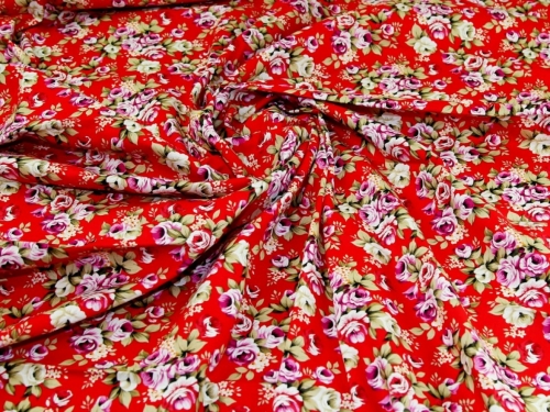 Deadstock 100% Cotton Poplin Fabric Red