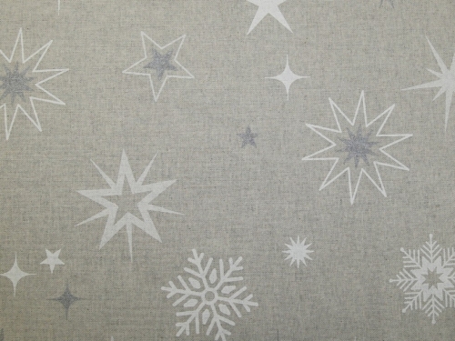 Deadstock Cotton Canvas Fabric Silver on Beige
