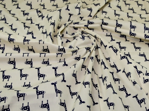 Deadstock 100% Cotton Poplin Fabric Ivory & Navy