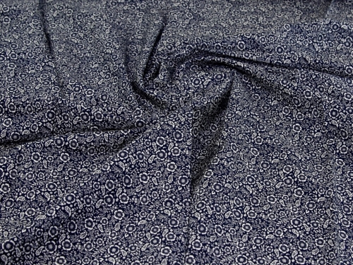 Deadstock 100% Cotton Poplin Fabric Navy & Ivory