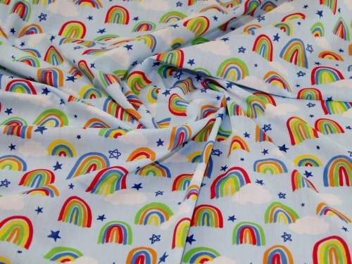 Printed Polycotton Fabric Sky Blue