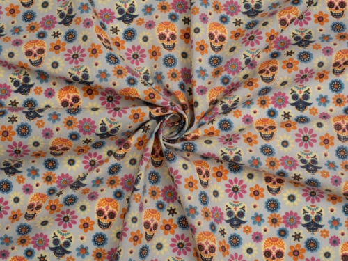 Printed Polycotton Fabric Grey
