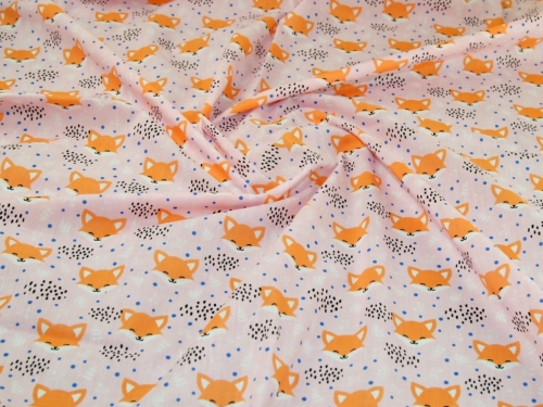 Printed Polycotton Fabric Baby Pink