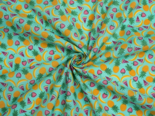 Printed Polycotton Fabric Aqua