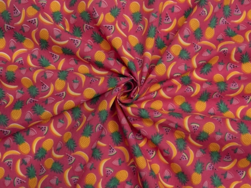 Printed Polycotton Fabric Cerise
