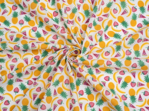 Printed Polycotton Fabric White