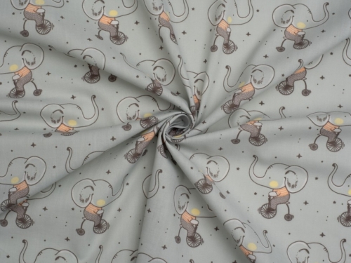 Printed Polycotton Fabric Grey