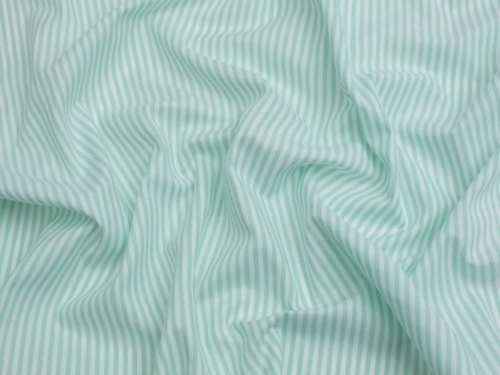 Minerva Core Range Stripe Yarn Dyed Cotton Chambray Fabric Mint Green