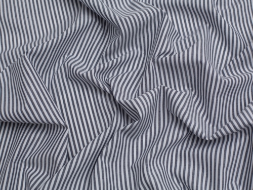 Minerva Core Range Stripe Yarn Dyed Cotton Chambray Fabric Indigo Blue