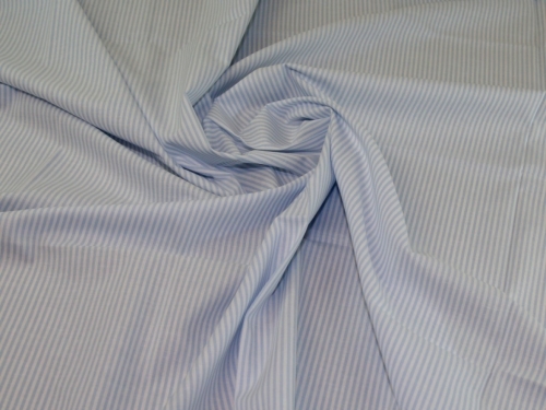 Minerva Core Range Stripe Yarn Dyed Cotton Chambray Fabric Sky Blue