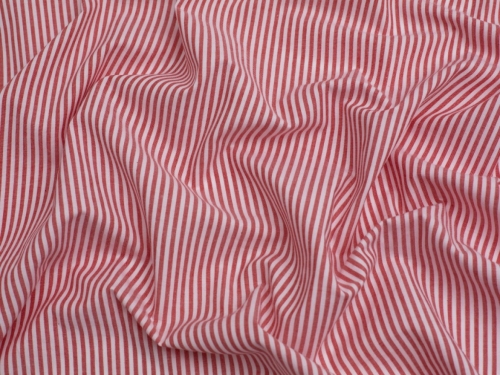 Minerva Core Range Stripe Yarn Dyed Cotton Chambray Fabric Red