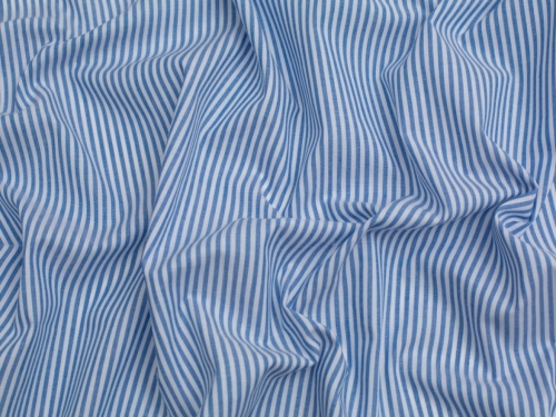 Minerva Core Range Stripe Yarn Dyed Cotton Chambray Fabric Royal Blue