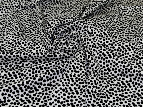 John Louden Woven Stretch Cotton Sateen Fabric Black on White
