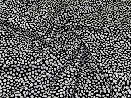 John Louden Woven Stretch Cotton Sateen Fabric White on Black