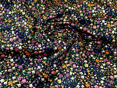 John Louden Woven Stretch Cotton Sateen Fabric Navy